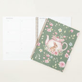 Whimsical Bunny Teapot Floral Spring Notebook (Devant avec enveloppe)