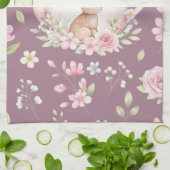 Whimsical Bunny Teapot Floral Spring Theedoek (Gevouwen)