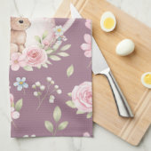 Whimsical Bunny Teapot Floral Spring Theedoek (Quarter Fold)