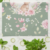 Whimsical Bunny Teapot Floral Spring Theedoek (Gevouwen)