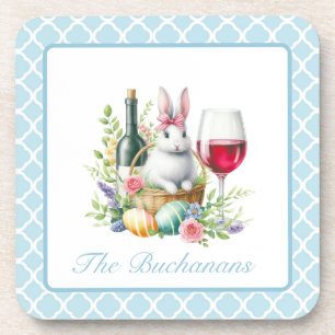 Whimsical Bunny & Wine Design Hard plastic onderze Bier Onderzetter