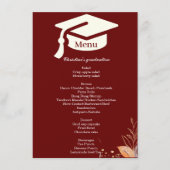 Whimsical Burgundy Graduation menu du dîner (Devant)