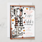 Whimsical Burlap Halloween Mashup 1e Verjaardag Kaart (Voorkant)