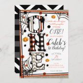 Whimsical Burlap Halloween Mashup 1e Verjaardag Kaart (Voorkant / Achterkant)