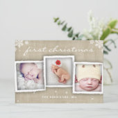 Whimsical Burlap Rustic Merry-kerstfoto Feestdagenkaart (Staand voorkant)