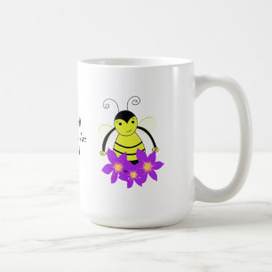 Whimsical Busy Bee met Flowers Koffiemok