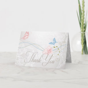 Whimsical Butterflies and Lace Thank You Bedankkaart