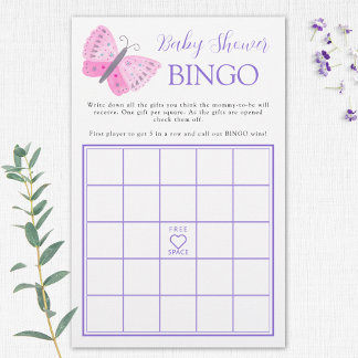 Whimsical Butterflies Baby shower Bingogame