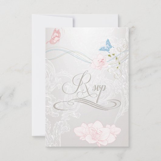 Whimsical Butterflies en Lace RSVP (Voorkant)