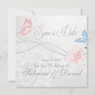Whimsical Butterflies en Lace Save the Date