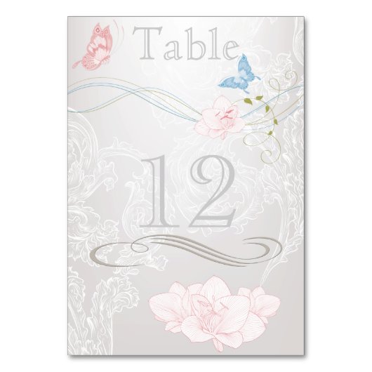 Whimsical Butterflies en Lace Table Kaart (Voorkant)