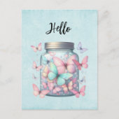 Whimsical Butterflies in a Jar Hello Briefkaart (Voorkant)