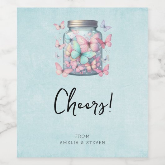 Whimsical Butterflies in a Jar Wijn Etiket (Enkel label)