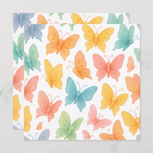 "Whimsical Butterflies" Save The Date (Voorkant / Achterkant)