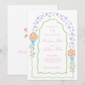 Whimsical Butterfly and Floral Wedding Invitation Kaart (Voorkant / Achterkant)