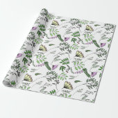 Whimsical Butterfly en Forest Leaves Cadeaupapier (Uitgerold)