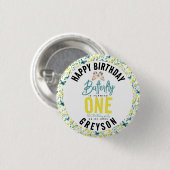 Whimsical Butterfly Floral 1e verjaardag Ronde Button 3,2 Cm (Voorkant /achterkant)