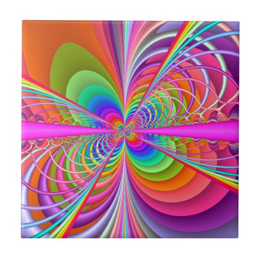 Whimsical Butterfly Fractal Ceramic Tile Tegeltje (Voorkant)