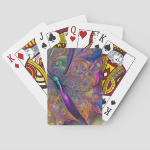 Whimsical Butterfly Fractal Waterverf Digital Pai Pokerkaarten