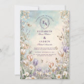 Whimsical Butterfly Garden Floral Wedding Kaart (Voorkant)