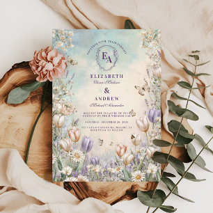 Whimsical Butterfly Garden Floral Wedding Kaart