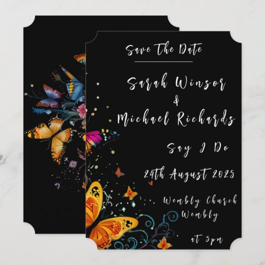 Whimsical Butterfly Garden Invitation de mariage (Devant / Derrière)
