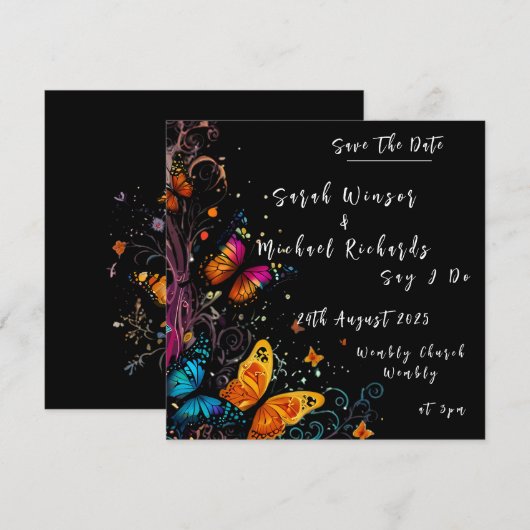 Whimsical Butterfly Garden Invitation de mariage (Devant / Derrière)