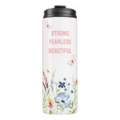 Whimsical Butterfly Garden Roze gepersonaliseerd c Thermosbeker (Voorkant)