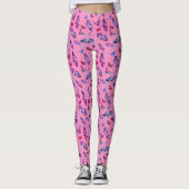 Whimsical Butterfly Print Pink Paars Blue Leggings (Voorkant)