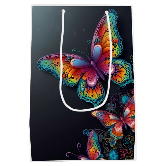 Whimsical Butterfly Romance bruiloft uitnodiging Medium Cadeauzakje (Achterkant)