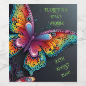 Whimsical Butterfly Romance bruiloft uitnodiging Wijn Etiket (Enkel label)