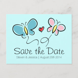 Whimsical Butterfly save the date bruiloft briefka Aankondigingskaart