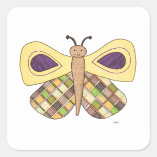 Whimsical Butterfly Sticker-Erin Brie Art Square S Vierkante Sticker