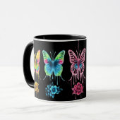 Whimsical Butterfly Symphony: levendige kleuren Mok (Voorkant links)