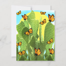 Whimsical Cactus And Butterflies Briefkaart