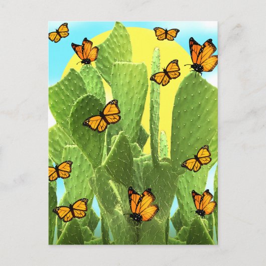 Whimsical Cactus And Butterflies Briefkaart (Voorkant)