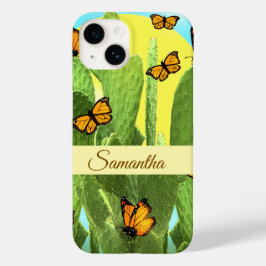Whimsical Cactus And Butterflies Case-Mate iPhone 14 Hoesje