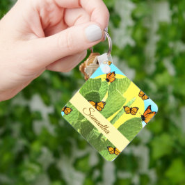 Whimsical Cactus And Butterflies Sleutelhanger