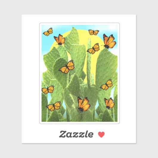Whimsical Cactus And Butterflies Sticker (Vel)