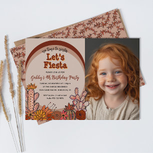 Whimsical Cactus Flowers Retro Fiesta Kind Verjaar Kaart