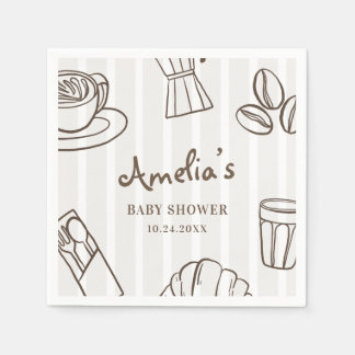 Whimsical Cafe Bebe Stripe Baby Shower Servet