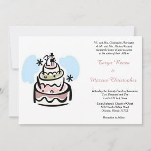 Whimsical Cake Horizontal 5x7 Faire-part de mariag