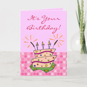 Whimsical Cake Sparklers Kaarsen Gelukkige Verjaar Kaart