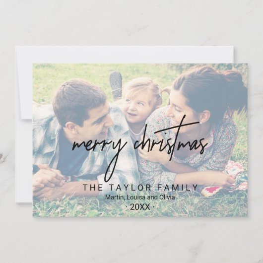 Whimsical Calligraphy | 2 Faded kerstfoto's Feestdagenkaart (Voorkant)