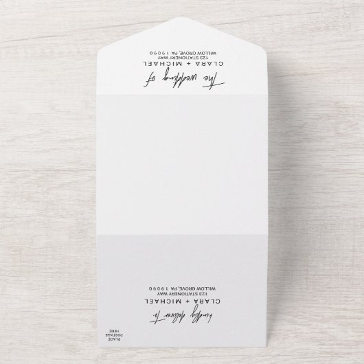 Whimsical Calligraphy Bedekking the Wedding of All In One Uitnodiging (Buitenkant)