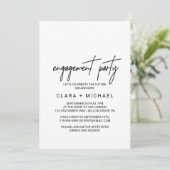 Whimsical Calligraphy Engagement Party Kaart (Staand voorkant)