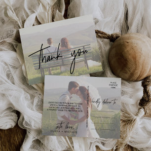 Whimsical Calligraphy   Faded Foto bedankt Briefkaart