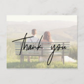 Whimsical Calligraphy | Faded Foto bedankt Briefkaart (Voorkant)