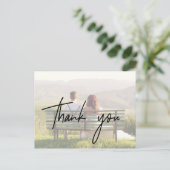 Whimsical Calligraphy | Faded Foto bedankt Briefkaart (Staand voorkant)