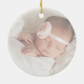 Whimsical Calligraphy Faded Foto First Kerstmis Keramisch Ornament (Achterkant)